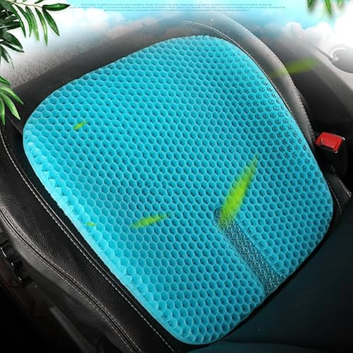 Braozaiw Morbido cuscino per seduta, a nido d'ape, doppio spessore, in gel, con fodera antiscivolo, cuscino rinfrescante per sedia a uovo, per casa, ufficio, auto, sedia a rotelle (46 x 43 x 3 cm)