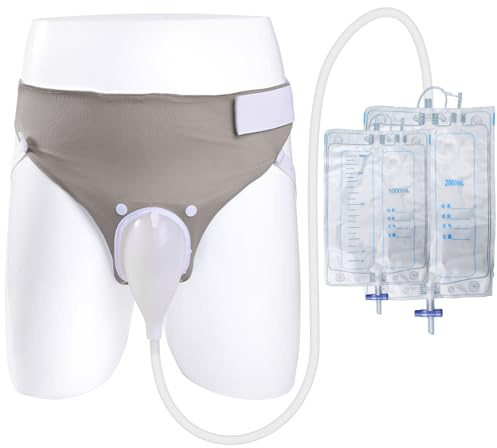 Urindrainagebeutel, Silikon Urinsammler, Urinal Pee Halter, Tragbare Inkontinenzhose, grey Bolsa de drenaje de orina para hombres mayores, colector de orina