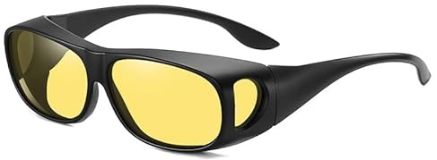 EceoThsy Polarized Night Over Glasses, Protezione UV, Over Glasses Per Uomo E Donna - Per Guida, Pesca, Golf E Attività All'Aperto, Occhiali Da Guida Notturna Antiriflesso, Occhiali Da Guida Notturna