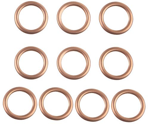 10 Piezas Arandela de Cobre M16 x 22 x 2 mm, Anillo de Sellado Junta Plana Métrica Crush Accesorios Hidráulicos para Tornillos Perno Tapones de Cárter Drenaje de Aceite Automóviles Barcos Generador