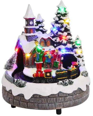 vidaXL Julbord Flerfärgsdesign 16 x 16 x 19 cm Harts, Vardagsrum, Modern Julby, Julvisning, Dekorativ ornament, Festlig bordsdekoration, Inomhusdekoration