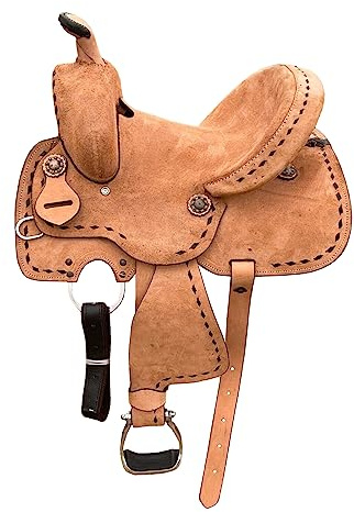 Western Youth Kids Child Barrel Horse Roughout Leather Saddle Suede Seat 8 10 11 12 13 ME-WLS-236 (8 Seat)