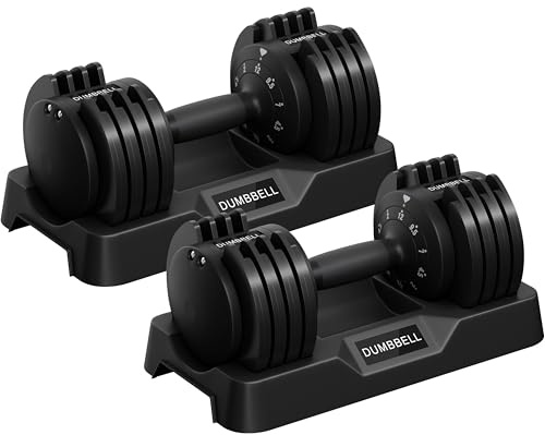 Yaheetech Adjustable Dumbbells Pair, 12KG 5-in-1 Quick-Adjust Dumbbells, Space-Saving with Non-Slip Handle and Base for Home Gym Workout Strength Training Full Bodybuilding