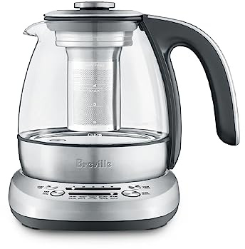 Breville BTM500CLR Tea Maker Compact Infuser and Water Kettle, 4 Cup, Brushed Stainless Steel and Glass