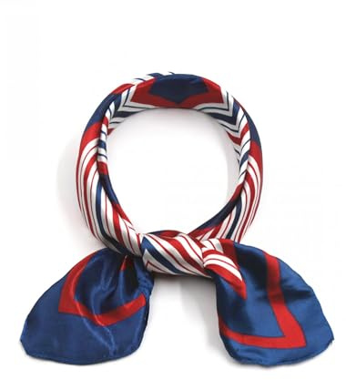 sourcing map Foulard carré pour femme, imprimé léopard, rayé, à pois, foulard Rouge Bleu Géométrique 50x50cm/19.69x19.69(LxW)