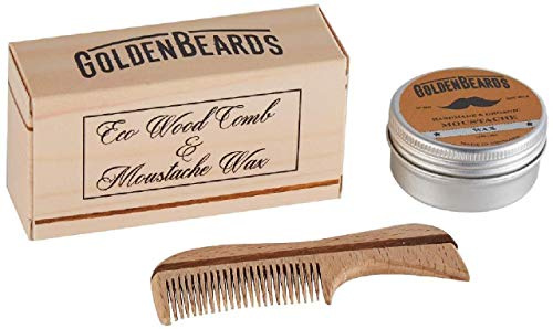 COFFRET MOUSTACHE CIRE + PEIGNE ECO WOOD - Économisez en vous offrant le meilleur coffret pour votre moustache! Le meilleur prix pour ce coffret comprenant une cire ainsi qu’un peigne ECO