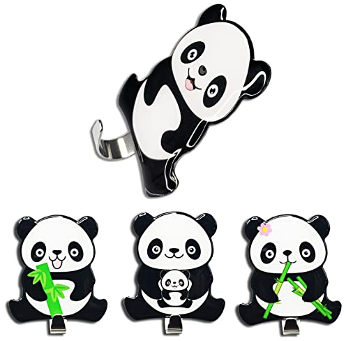 MORCART Panda Selbstklebende Haken Bad und Küche, 4 Stück Tier Klebehaken Kinder Kleiderhaken, Küchenhaken Handtuchhaken Wandhaken Garderobenhaken Handtuchhalter ohne Bohren, Kawaii Panda Geschenk