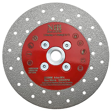NBB Disco diamantato sega diamantata Disco da taglio diamantato multiuso rettifica 3 in 1 mola e taglia in granito marmo piastrelle ceramica porcellana pietra Metallo fibra di vetro M14 (Medio)