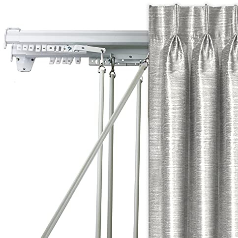 Domovina Adjustable Baton Draw Double Traverse Curtain Rod White/66-120