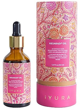 iYURA Kesaradi Face Oil - Rich in Saffron | 100% Natural | For Visibly Brighter Skin - Ayurvedic Face Moisturizer for Dull, Dry, Sensitive Skin; 1.69 fl oz