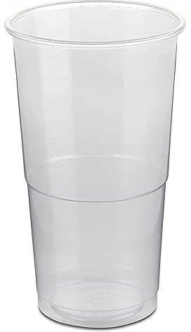 Vasos de plástico LogiPack GeRo: vasos con marca de calibración de 0,3 l | Vasos desechables de plástico duro (PP), transparentes | Vasos para cerveza y fiestas: vasos de plástico, 1000 unidades.