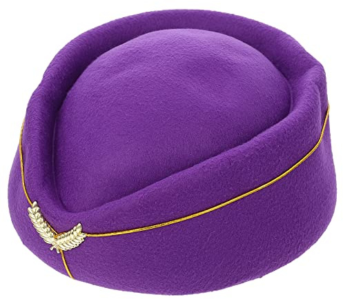 STOBOK Hôtesse De L'air Pilulier Chapeau Feutre Chapeau Hôtesse De L'air Hôtesses De L'air Uniforme Avion Hôtesse Cap Cosplay Effectuer Cap pour Dames Violet