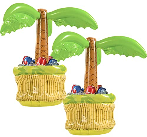 2 Aufblasbare Palme Bierkühler, Bier Party Kühler, Eiskübel Partyzubehör Aufblasbarer Party kühler, für Sommer Schwimmbad Themenparty