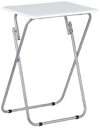 Unibos Aggloz | Metal Legs Folding Side Coffee Table | Laptop Table, Snack Table, Tv Dinner Table, Bedside Table | White | 66x 48cm