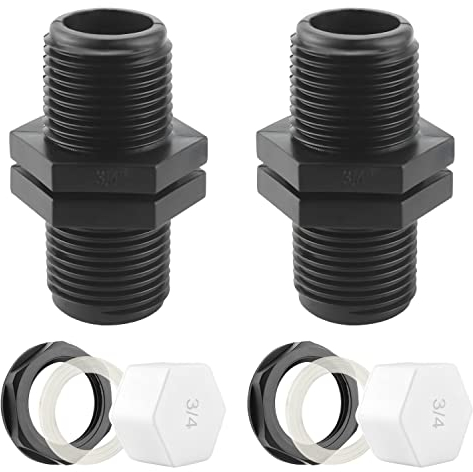 Tankdurchführung 3/4 Zoll Regentonnendurchführung Mit Aussengewinde 2stk Tankverschraubung mit Dichtungskappen PVC Fassanschluss für IBC Regenfassern