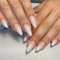 Irikdescia 24 Stück Nägel zum Aufdrücken, Mandelfarbener, Natürlicher Sarg, zum Aufdrücken von Nägeln, Press on Nails, Ombre Künstliche Nägel (Weißer Farbverlauf Rosa)
