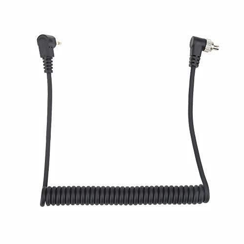 Câble de Synchronisation Flash, Cordon de Synchronisation PC 2,5 Mm vers Mâle avec Verrouillage à Vis, Fil enroulé de 100 Cm pour Appareils Photo et Déclencheurs de Flash
