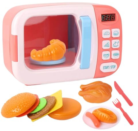Horno Microondas de Juguete,Cocina de Juguete con Luz y Sonido - Microondas con Temporizador Realista para Juego De rol para Niños, Niñas Y Bebé De Preescolar En Hogar,