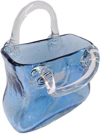 JarróN Billetera, Jarrones De con Asa Jarron Forma De Bolso Florero Cristal, Ideal para DecoracióN del Hogar, Boda,Style2-Blue