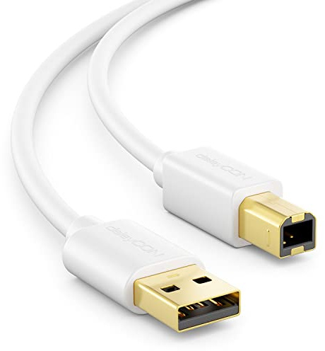 deleyCON 5m Cavo Dati USB 2.0 - da USB A Maschio a USB B Maschio - per Stampanti e Scanner - Bianco