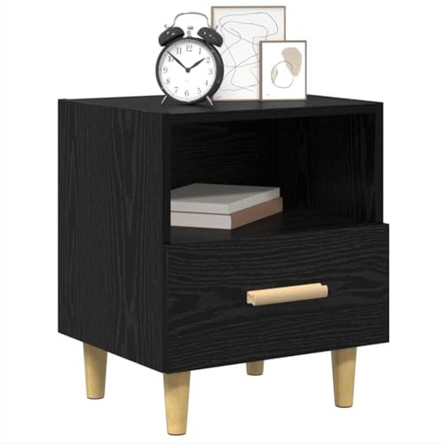 vidaXL Armario de Noche con cajón 2 pcs Roble Negro 40 x 35 x 47,5 cm, Mesa de Noche Rectangular Moderna, solución compacta para Almacenamiento, Duradera y Funcional para el hogar