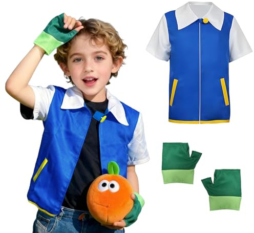 bechoanigel Anime Cosplay kostym för barn, blå jacka handskset, klassisk animekostym, karneval kostym barn för halloween temafester scenföreställningar vardagskläder