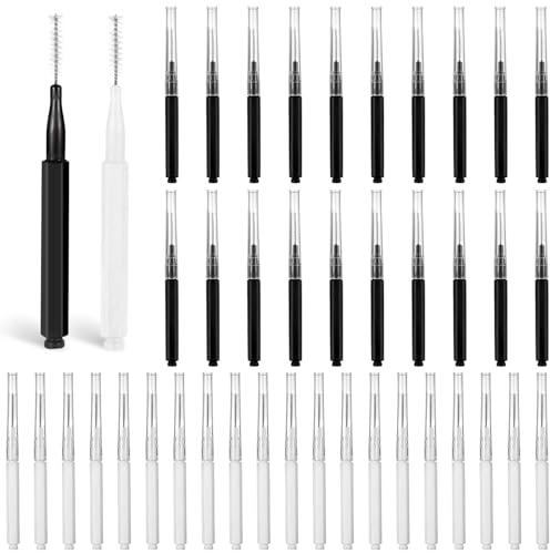 40 Cepillos para Cejas y Pestañas con Tapa | Spoolies Micro-Cepillos para Laminado de Cejas y Lifting de Pestañas - Herramientas de Extensión (Negro, Blanco)