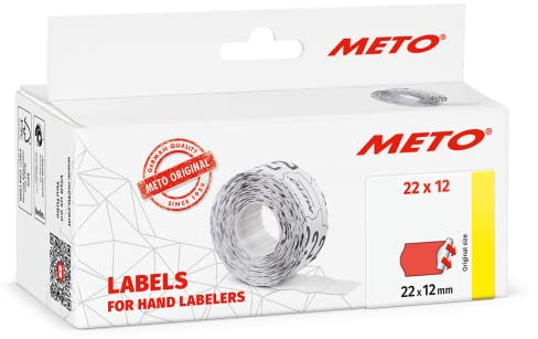 Original Meto Etiketten für Preisauszeichner (22x12 mm, 1-zeilig, 6.000 Stück, permanent, fluor rot, Preisetiketten für Meto, Contact, Sato, Avery, Tovel, Samark etc.)
