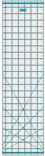 SEMPLIX Patchwork-Lineal Quilt-Lineal, transparent, mit Inch-Skala und Winkelfunktionen, ideal für Patchwork und zum Basteln, 24 x 6,5 inch (türkis)