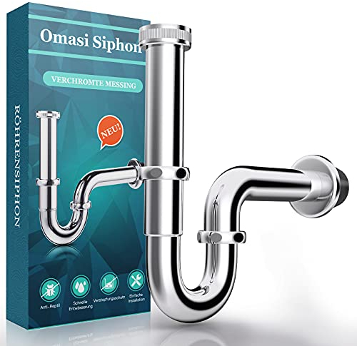 Siphon universel pour lavabo - En laiton chromé - Siphon anti-odeurs - 1 1/4 x 32 mm