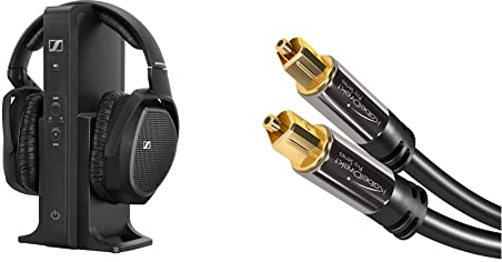 Sennheiser RS 175-U Over-Ear Funkkopfhörer HiFi Surround Sound, schwarz & KabelDirekt, Optisches Kabel/Toslink Kabel, 3m