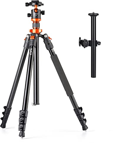 K&F CONCEPT S210 - Trípode de fotografía de 78.7 pulgadas, monopié de aleación de aluminio, capacidad de carga de 10 kg con cabezal de bola giratorio de 360°, brazo de extensión horizontal desmontable