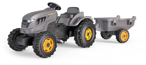 Smoby - Tracteur Stronger XXL + Remorque - Grand Tracteur à Pédales Enfant - Siège Ajustable - Volant avec Klaxon - A Partir de 3 Ans - Fabrication Française