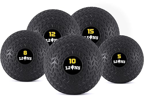 Lions Slam Ball - Heavy Duty Weights Medicine Ball Rubber Power Strength Training, Fitness Home Gym Exercise 5kg 8kg10kg 12kg 15kg (8kg, Tyere-Black)