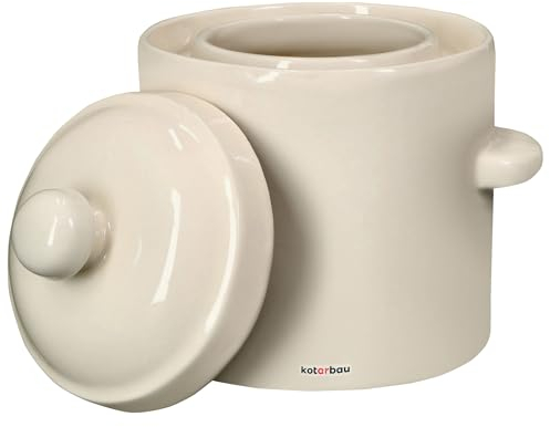 KOTARBAU® Sauerkraut - Pentola in terracotta da 1,8 l, con coperchio, in ceramica, per fermentare, per cetrioli, per cetrioli, in gres