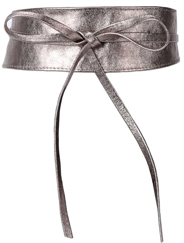 irisaa Leder Taillengürtel Damen, Breiter Obi Gürtel zum Schnüren Hüftgürtel Echtleder Bindegürtel Party Gürtel Taille Band aus Italien, Damen Taillengürtel 2020:Bronze