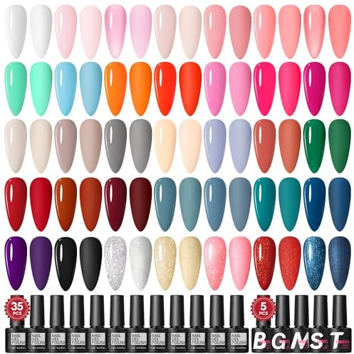 COSCELIA Set de Esmalte de Uñas Semipermanente 40 Esmaltes de Uñas de Gel, 35 Colores de pintauñas semipermanentes con Base y Top Coat Kit Manicura Semipermanente