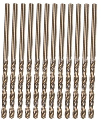12 Pcs 2mm (0.098) Black Nitride & Gold Titanium Coated M2 High Speed Steel (HSS) Twist Drill Bits for Stainless Steel Aluminum Alloy Metal