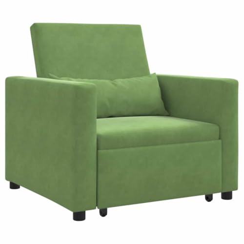 vidaXL Sillón Ergonómico Verde Claro | Diseño Moderno Silla Confortable de Interior Asiento Individual para Sala de Estar y Dormitorio Marco de Madera Duradero Fácil de Mantener con Cojines Desmonta