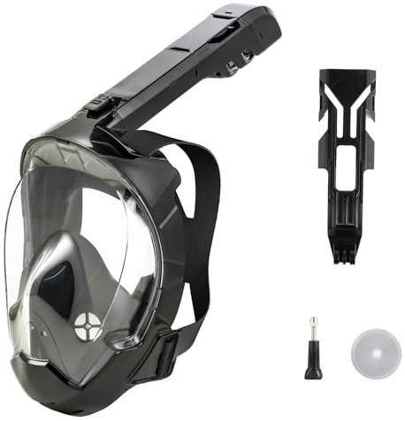 Masque de Plongée Adulte – Masque Tuba Intégral Anti-buée avec Double Système d'air, Support Caméra, Confort Optimal pour Snorkeling-S/M