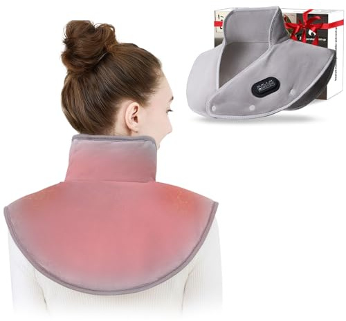 Cuscino riscaldante per collo, spalle, cuscino termico per il collo, tre livelli di riscaldamento, modalità massaggio e timer, adatto come regalo per uomini e donne, mamma e papà