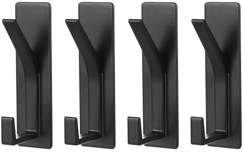 4 Pcs Ganchos Percheros Pared Negros, Colgadores Pareds, Perchas Pareds, Percha Pared Ganchos para Colgar cocina, dormitorio, baño, accesorios, abrigos, llaves, toallas, ropa (negro)