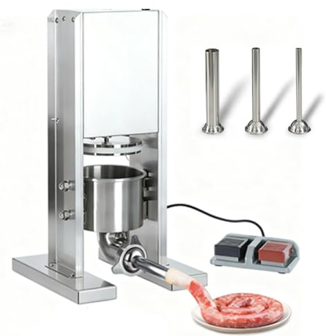 Insaccatrice Per Salumi, Elettrica Insaccatrice Per Salsiccia, Macchina Per Salsicce In Acciaio Inossidabile, Con 3 Tubi Di Ripieno, Capacità 3l, Comando a Pedale, Per Cucina Domestica Ristorante