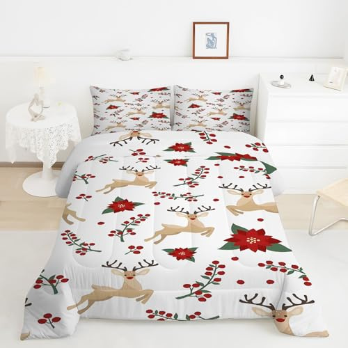 Generico Piumino Singolo Baccarossa Trapunte Renna Piumone Imbottito Resistente Lavabile, Super Morbida Trapunta, piumini 160x245 cm in Microfibra Reversibile e 2 Federa 50x80 cmY753