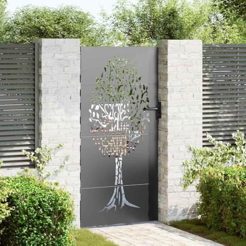 Générique Porte de Jardin, Portail de Jardin 85x75 cm Design Arbre en Acier Corten,Quincaillerie,Clôtures & barrières,Portillons,Noir,19.55 KG,42015863