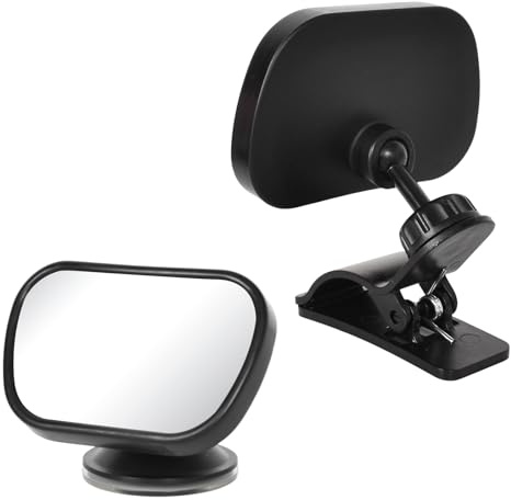 FooYee Specchietto per Seggiolino Auto con Ventosa e Clip per Telaio, Specchio Auto Neonato Infrangibile, Specchio per Sedile Posteriore, Specchietto per Bambini Sul Sedile Posteriore, 360° Regolabile