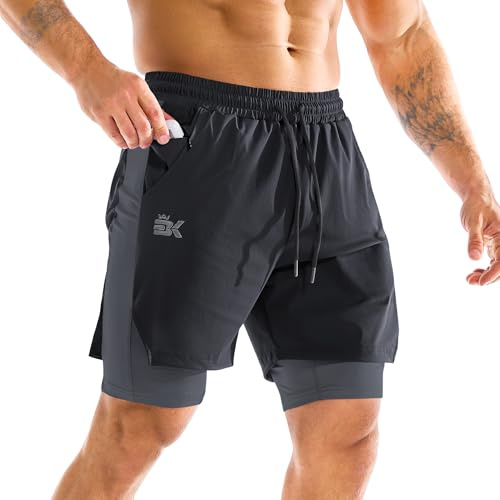 ZENWILL DualArmor Pantalones Cortos Hombre Running Deporte | Pantalón Corto Deporte Hombre 2 en 1, Pantalon Corto Hombre Gym Bolsillo Cremallera, Pantalones Cortos Ligeros Entrenamiento