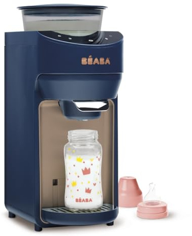 BÉABA, Chauffe Biberon, Preparation Biberon Automatique et Instantanée en 20 secondes Sans Préchauffe, Dose Mélange Distribue le Lait, Choix Température entre 22°et 70°, Milkeo Plus, Night Blue