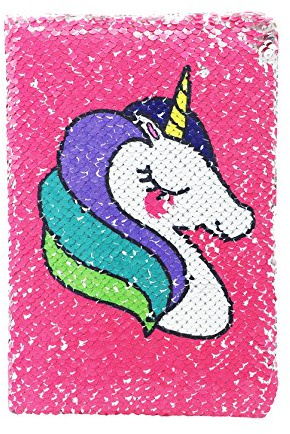EXERZ A5 anteckningsbok med vändbara paljetter 160 sidor rosa sjöjungfru | Flip Sequins Create Changing Patterns med A bärbar Design för skola resa Journaling och Gifting