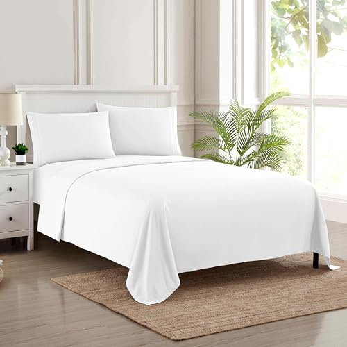 Sweet Home Collection Juego de Ropa de Cama de Microfibra cepillada egipcia Suave de 1800 Hilos, con 2 Fundas de Almohada, tamaño Extra King, Color Blanco